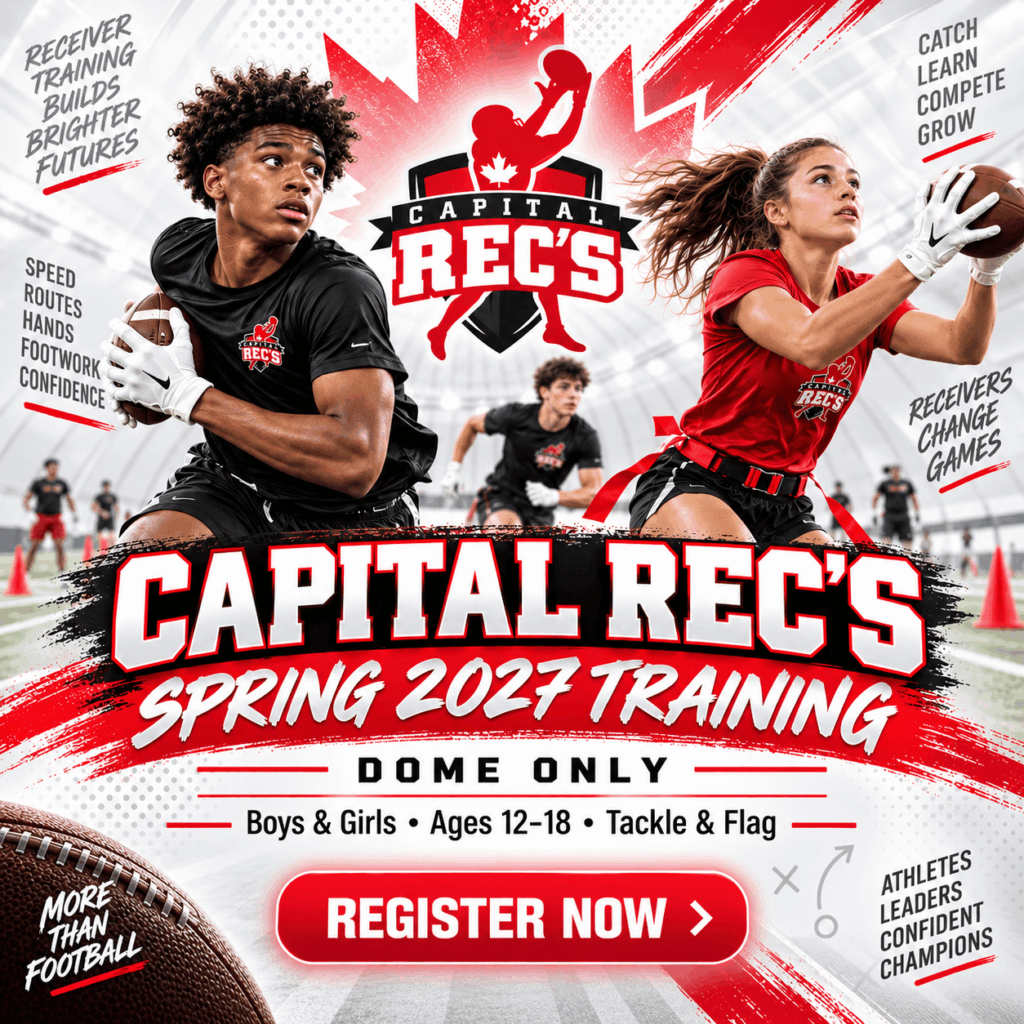 Capital RECs 2027 banner – Capital QB's - Quarterback Training Ottawa Capital Receivers Training in Ottawa