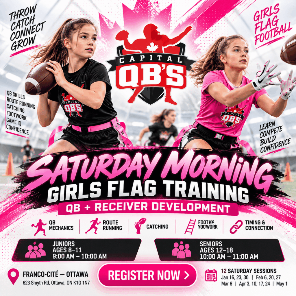Saturday Morning Girls Flag 2027 – Capital QB's - Quarterback Training Ottawa Saturday Morning Girls Flag Training 2027
